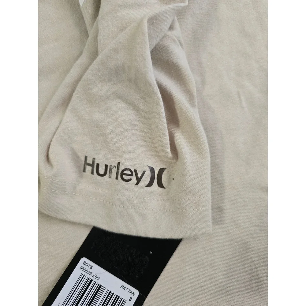 Hurley Boys Rattan Graphic T-Shirt Tan Hibiscus Logo Tee S 8-10 NWT